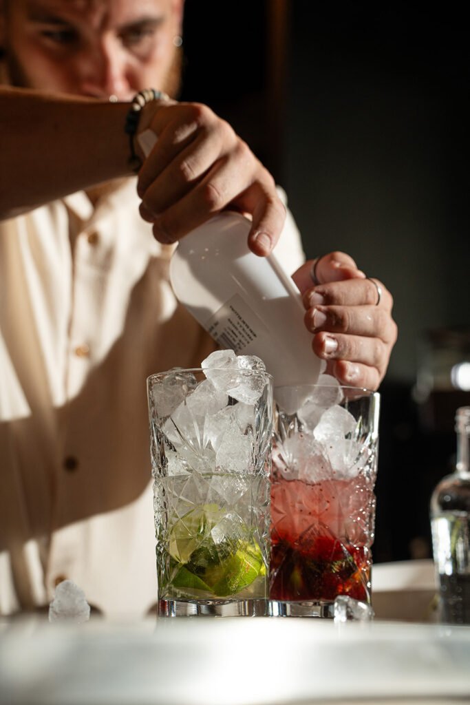 Cocktails being made at Bella Tapas