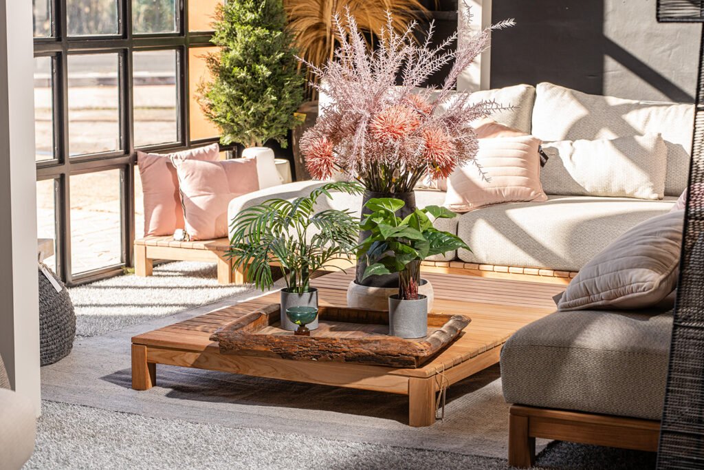Styled lounge corner in the Bella showroom