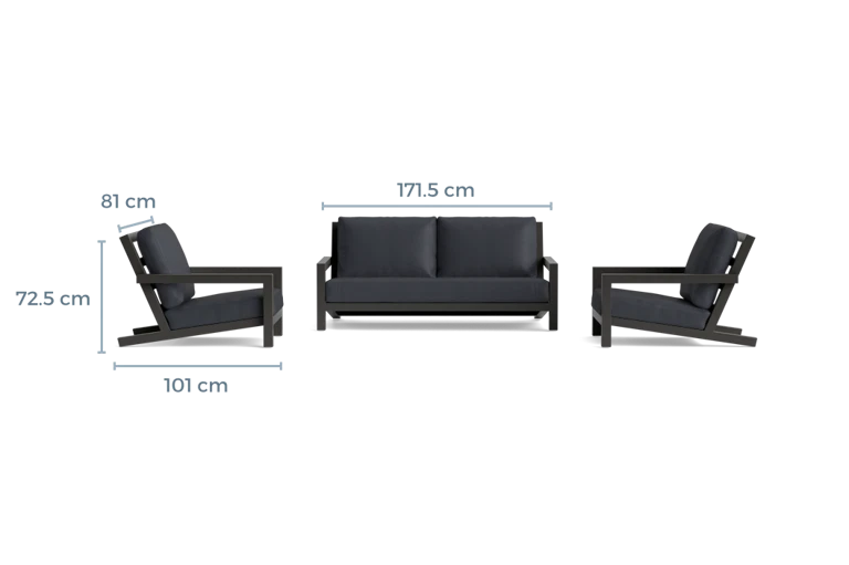 Furniture diagram with dimension labels