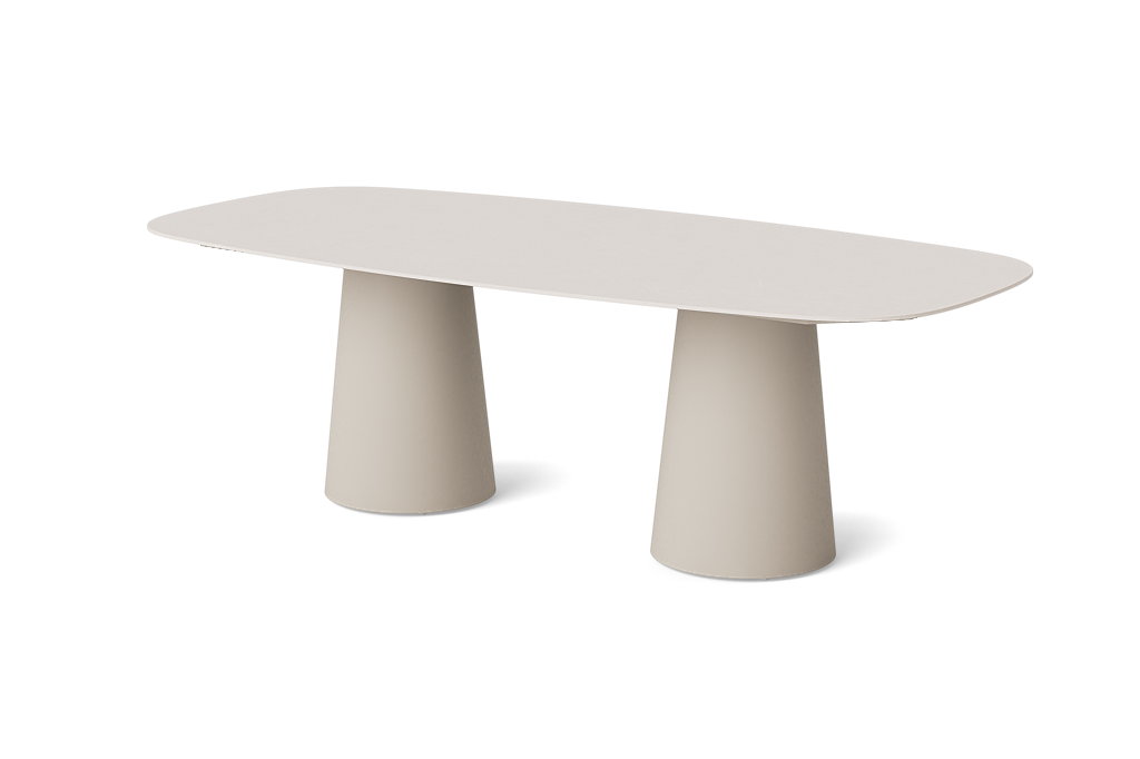 Minimalist table with conical bases