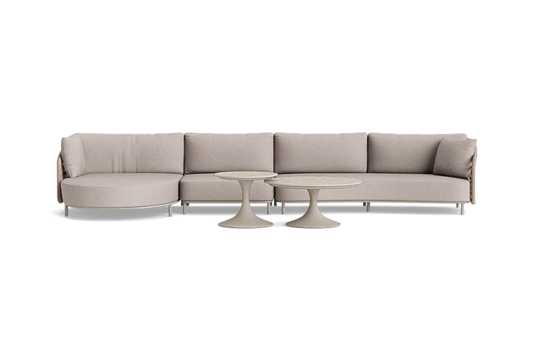 Beige sofa with coffee tables