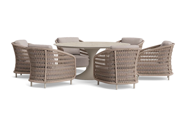 Outdoor table with woven chairs