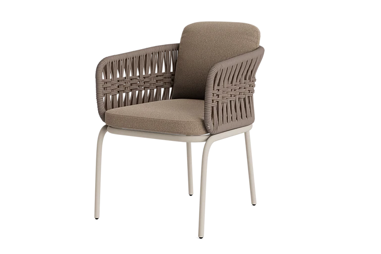 Woven outdoor chair with cushion