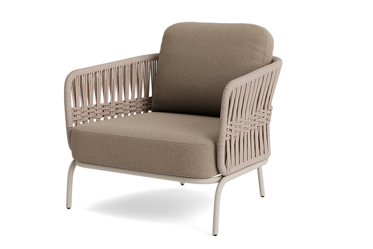 Modern armchair with woven sides