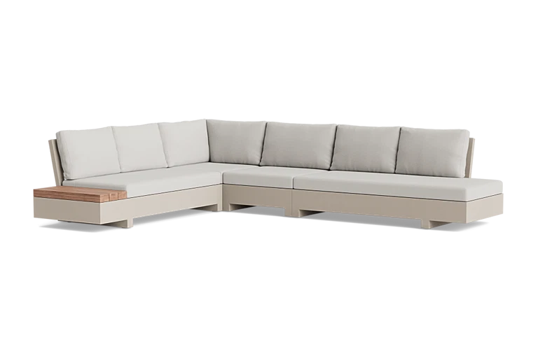 Beige L-shaped outdoor sectional sofa