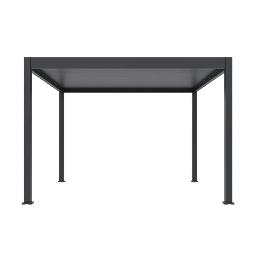 Bioclimatic pergola 360 × 400 cm with electric roof and LED lighting in anthracite