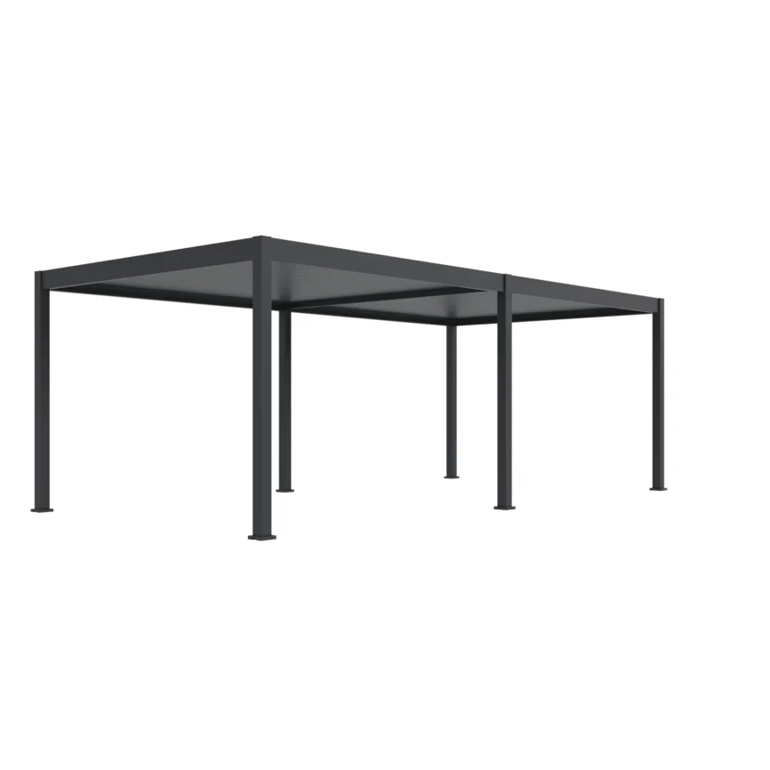 Bioclimatic pergola 360 × 720 cm with electric roof and LED lighting in anthracite