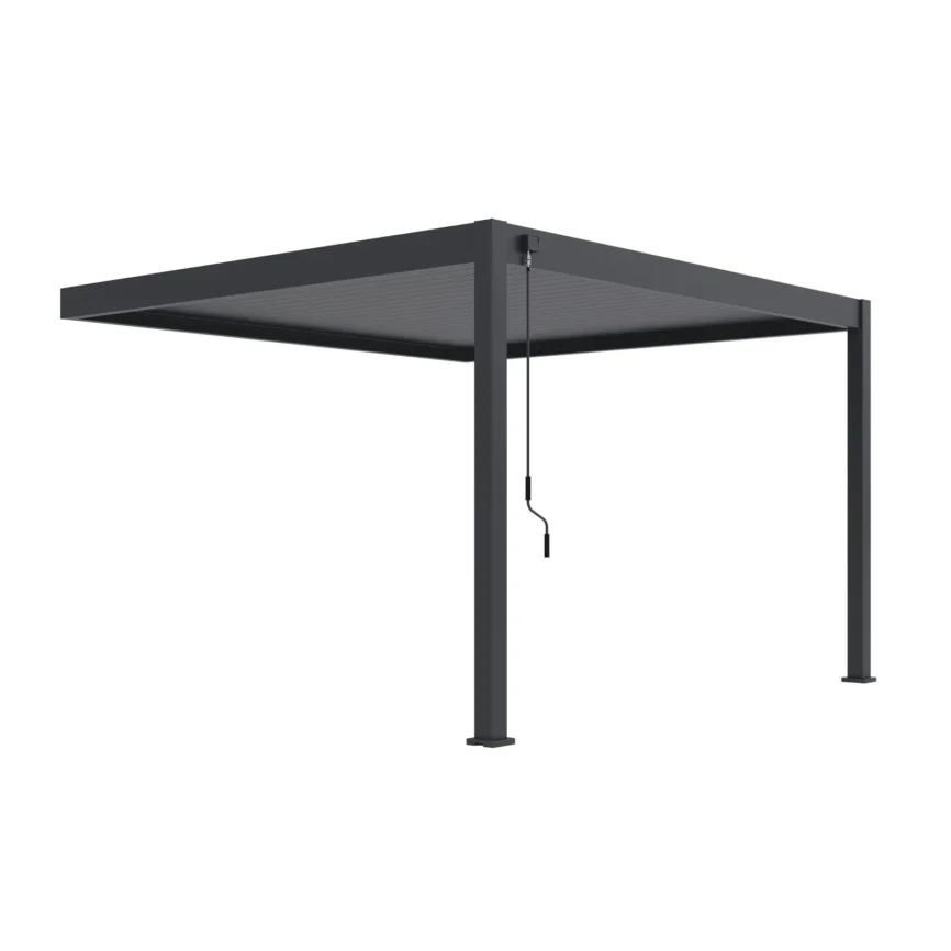 Wall-mounted bioclimatic pergola 360 × 400 cm in anthracite