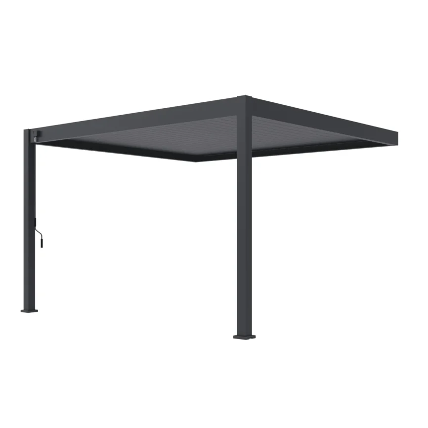 Wall-mounted bioclimatic pergola 360 × 400 cm in anthracite