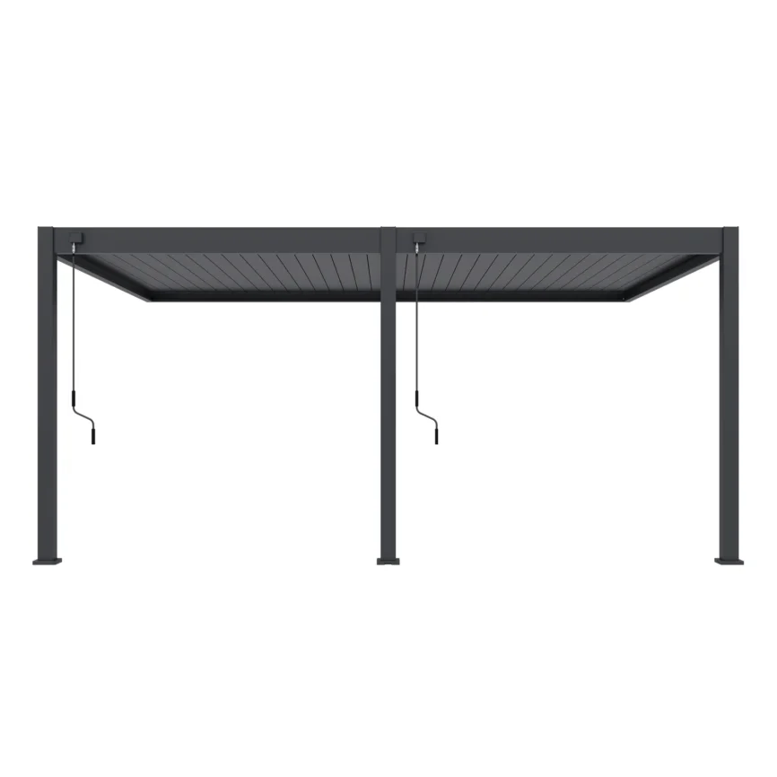 Wall-mounted bioclimatic pergola 360 × 530 cm in anthracite
