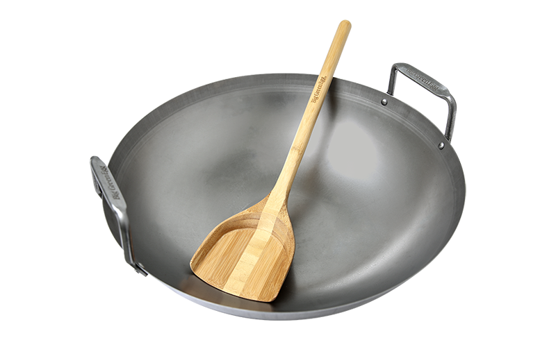 Big Green Egg Carbon Steel Grill Wok with Bamboo Spatula
