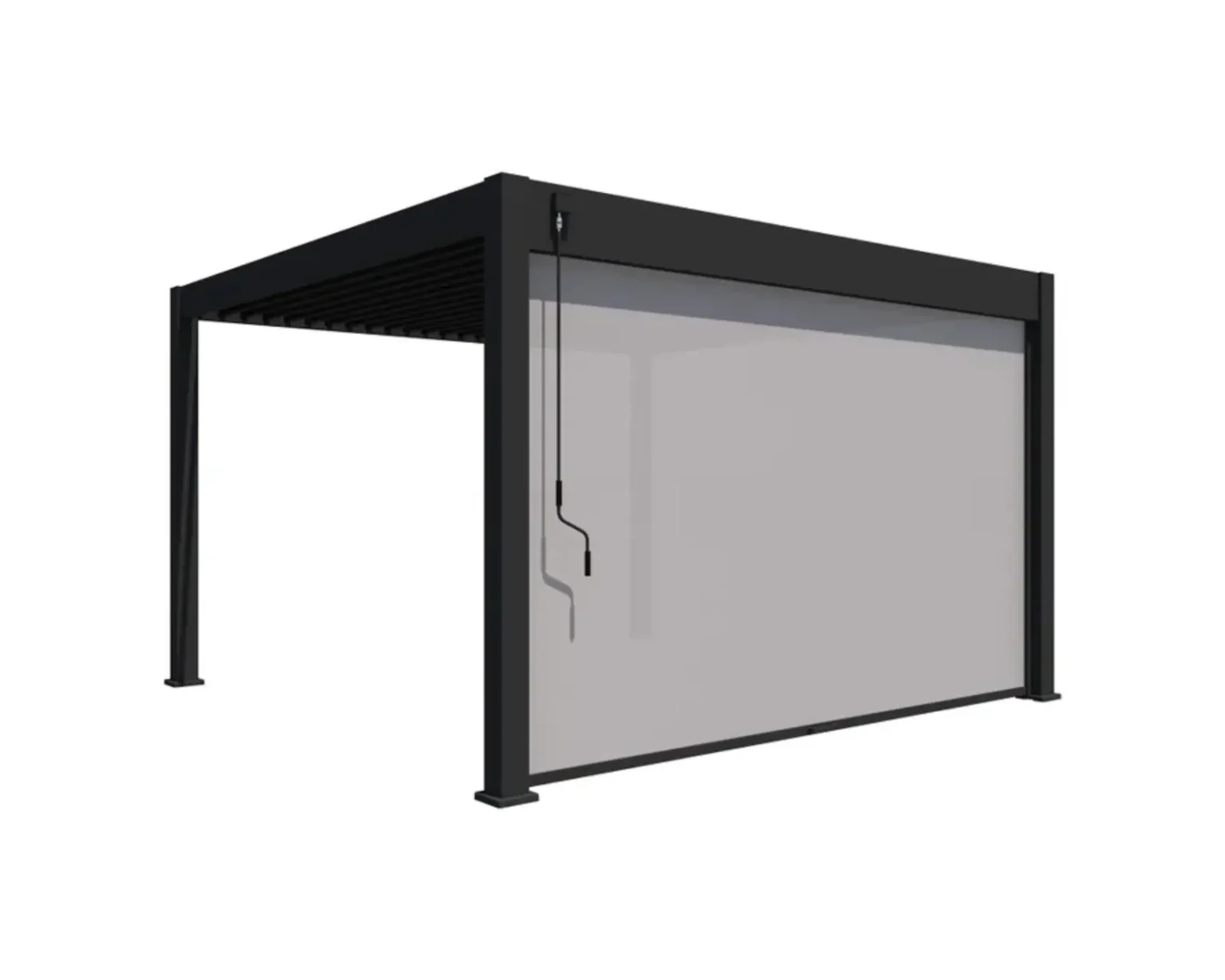 Pull-down pergola windscreen in anthracite